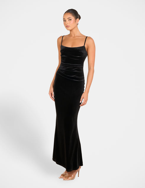 Bronie Cowl Neck Velvet Gown